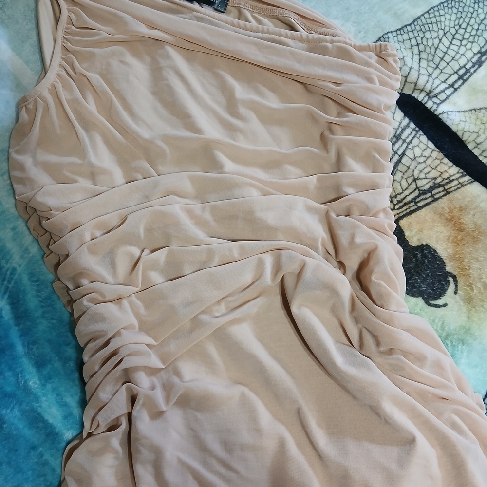 Elegant One Shoulder Dress in Soft Beige